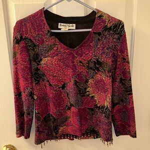 Ronni Nicole Pink and Black Floral Blouse